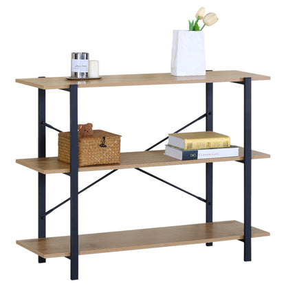 Βιβλιοθήκη ArteLibre RAVENSBY Φυσικό/Μαύρο Μοριοσανίδα/Μέταλλο 106x35x80cm - Hippiehome.gr