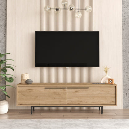 TV Stand Natural Chipboard/Metal 160x35.5x45.1cm