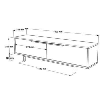 TV Stand Natural Chipboard/Metal 160x35.5x45.1cm