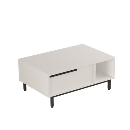 ArteLibre Coffee Table HUTTON White Chipboard/Metal 90x60x37.6cm