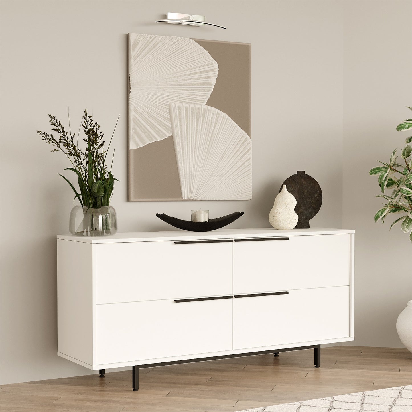 Sideboard ArteLibre CARTMEL White Chipboard/Metal 44.5x160x74.3cm