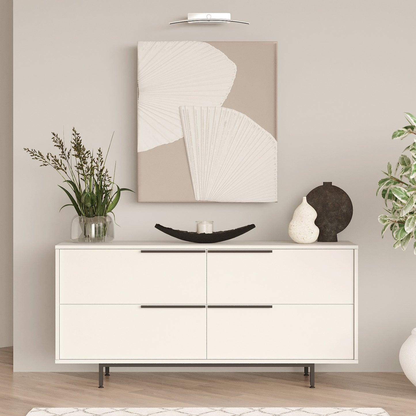 Sideboard ArteLibre CARTMEL White Chipboard/Metal 44.5x160x74.3cm