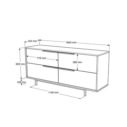 Sideboard ArteLibre CARTMEL White Chipboard/Metal 44.5x160x74.3cm