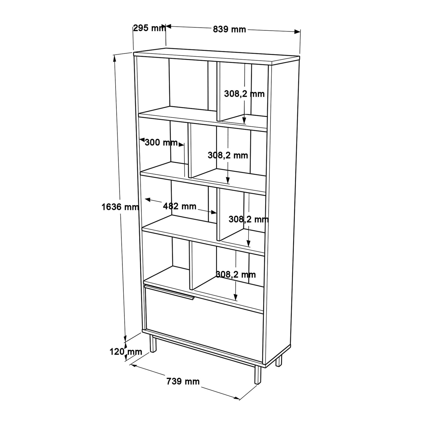 Bookcase ArteLibre MELLS White Chipboard/Metal 29.5x83.9x175.6cm