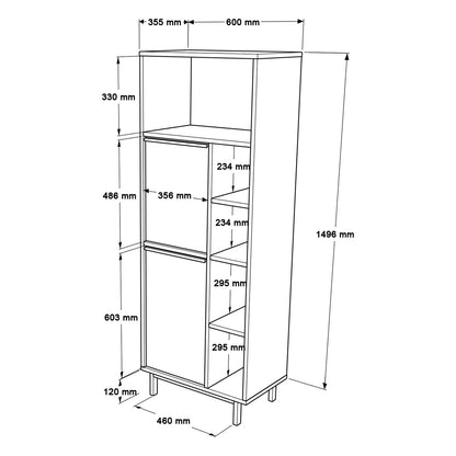 ArteLibre LIZARD Food Cabinet White Chipboard/Metal 60x35.5x161.6cm