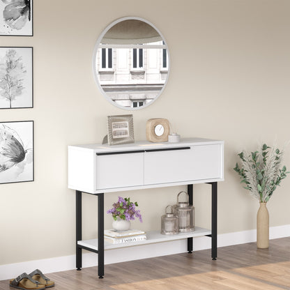 Console ArteLibre NORFOLK White/Black Chipboard/Metal/Glass 29.5x100x76cm