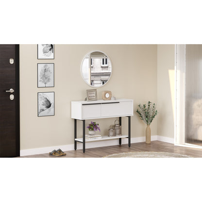 Console ArteLibre NORFOLK White/Black Chipboard/Metal/Glass 29.5x100x76cm