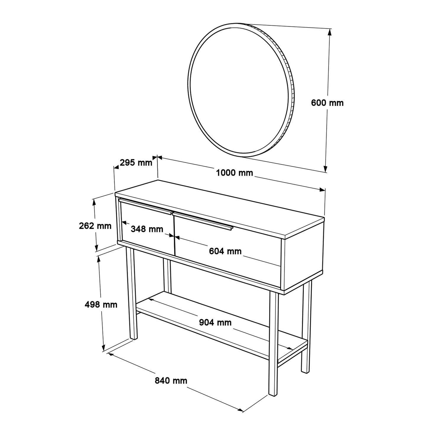 Console ArteLibre NORFOLK White/Black Chipboard/Metal/Glass 29.5x100x76cm