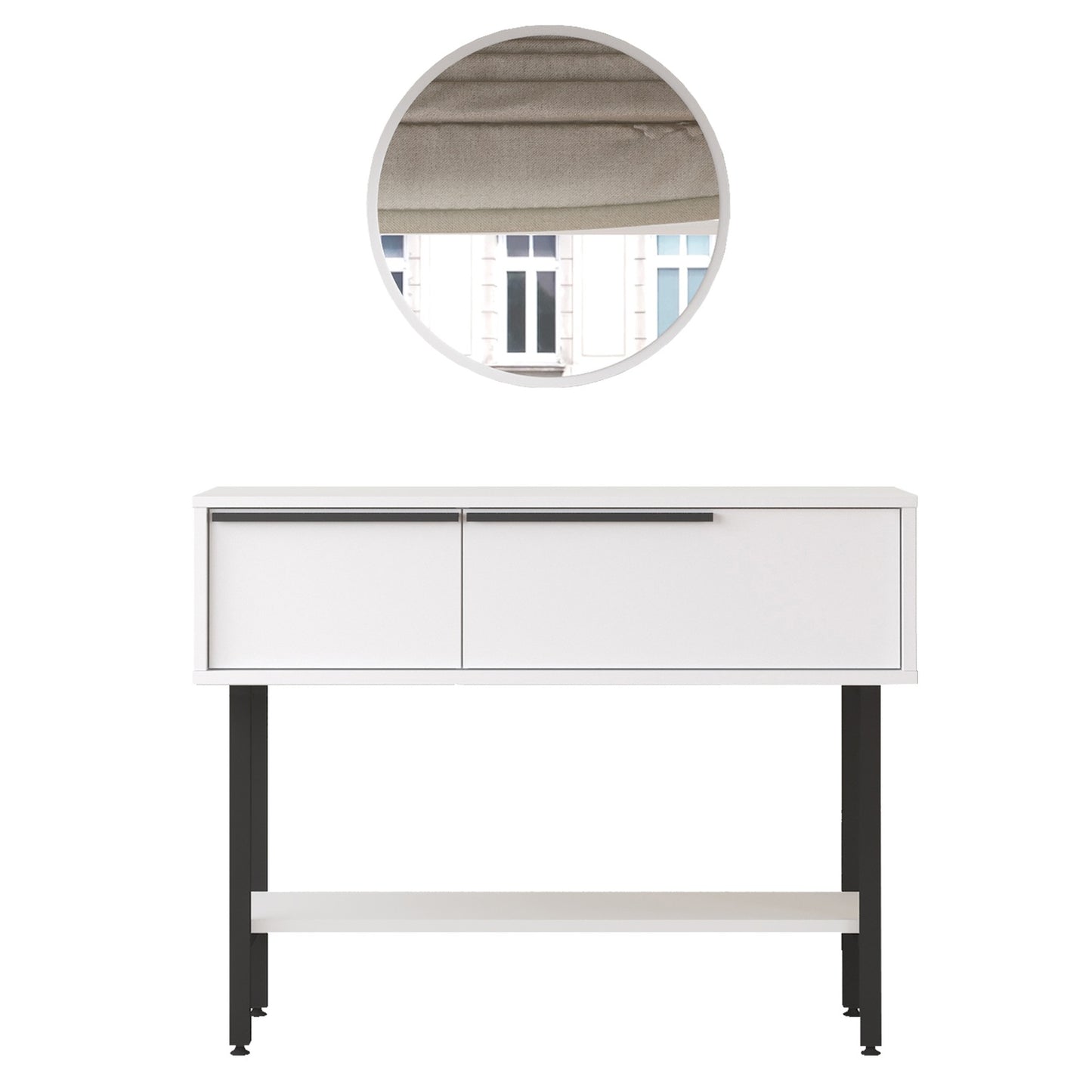 Console ArteLibre NORFOLK White/Black Chipboard/Metal/Glass 29.5x100x76cm