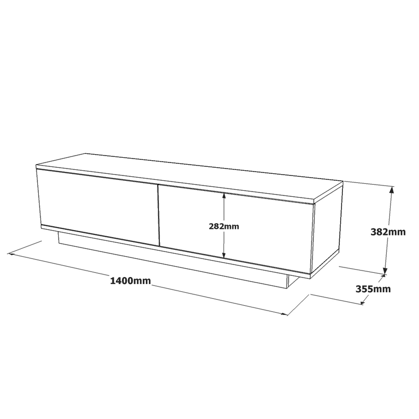 ArteLibre TV Cabinet BRENT Black Chipboard 140x35.5x38.2cm