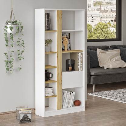 Bookcase ArteLibre BEXLEY White/Natural Chipboard 75.6x25x160cm