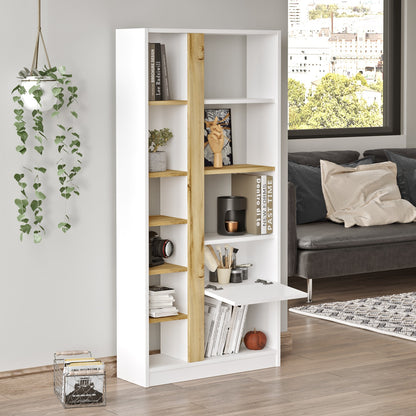 Bookcase ArteLibre BEXLEY White/Natural Chipboard 75.6x25x160cm