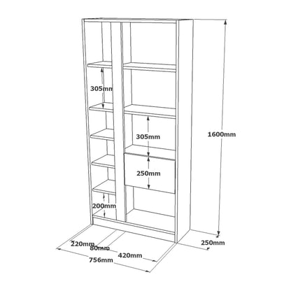 Bookcase ArteLibre BEXLEY White/Natural Chipboard 75.6x25x160cm