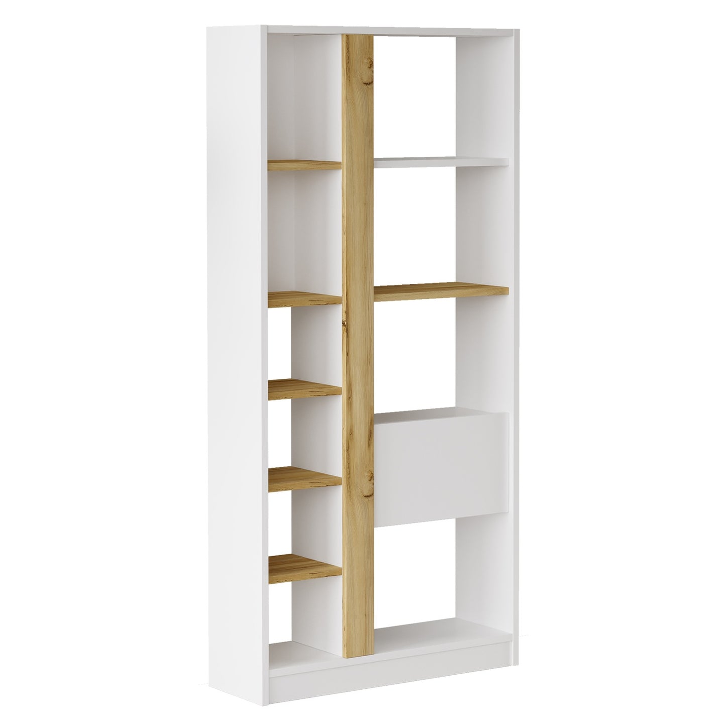 Bookcase ArteLibre BEXLEY White/Natural Chipboard 75.6x25x160cm