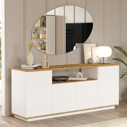 ArteLibre Sideboard BOWES Pine/White Chipboard 180x44.5x75cm