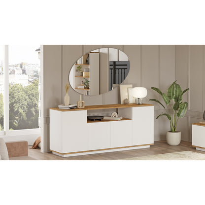 ArteLibre Sideboard BOWES Pine/White Chipboard 180x44.5x75cm