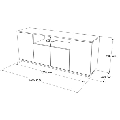 ArteLibre Sideboard BOWES Pine/White Chipboard 180x44.5x75cm