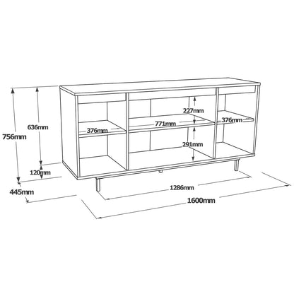 Sideboard ArteLibre BRENTFORD Natural/Black Chipboard/Metal 160x44.5x75.6cm