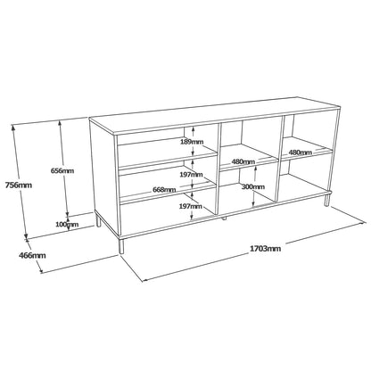 Sideboard ArteLibre BRIXTON Gray With Cement Effect/Black Chipboard/Metal 170.3x46.6x75.6cm