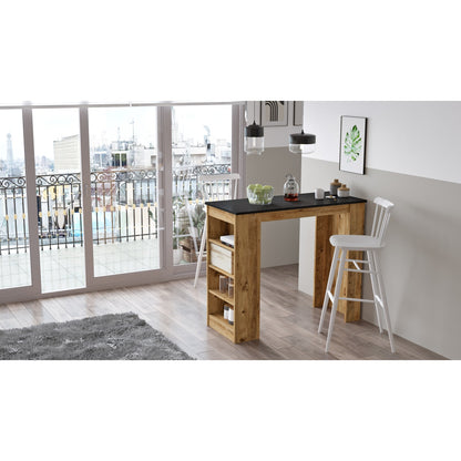 Τραπέζι Bar ArteLibre BROCKLEY Πεύκο/Μαύρο Μοριοσανίδα 120x51.6x101.8cm - Hippiehome.gr