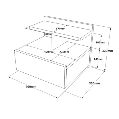 Bedside Table Wall ArteLibre CHALK Light Gray With Cement Effect Chipboard 40x35.6x32cm