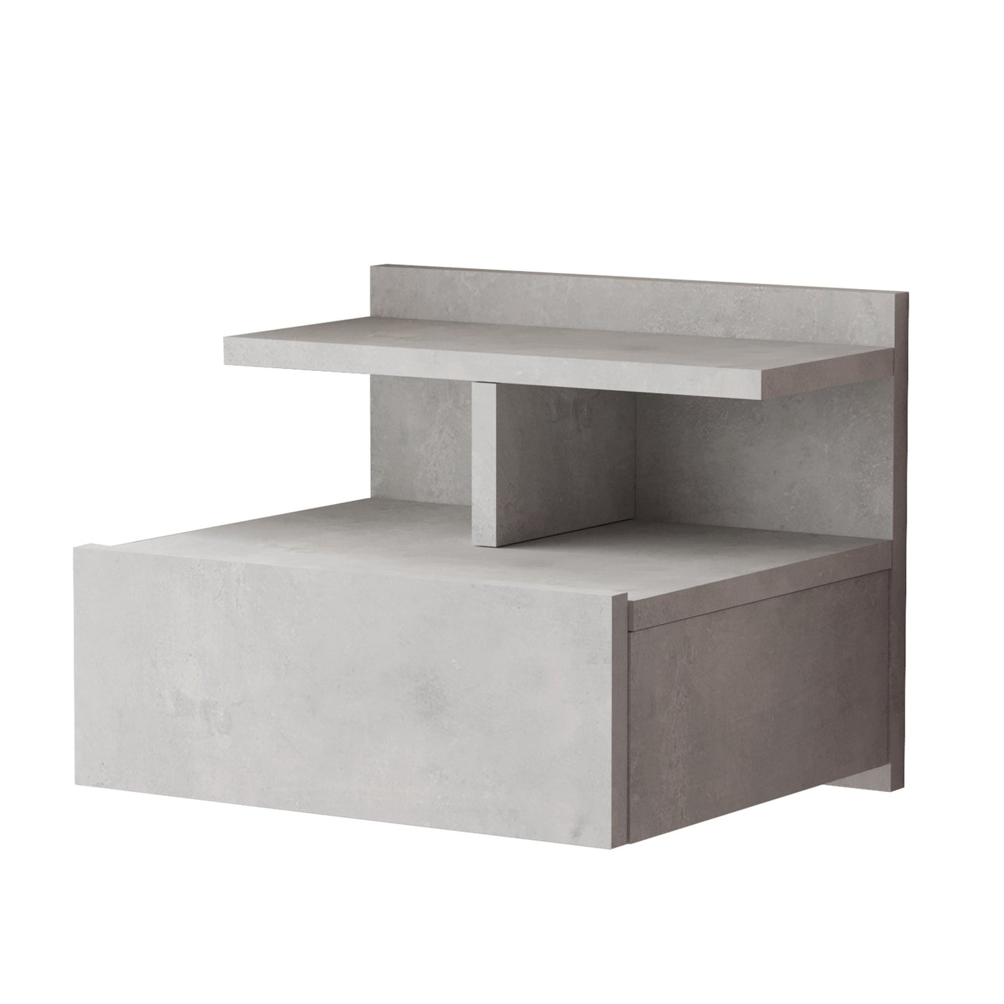 Bedside Table Wall ArteLibre CHALK Light Gray With Cement Effect Chipboard 40x35.6x32cm