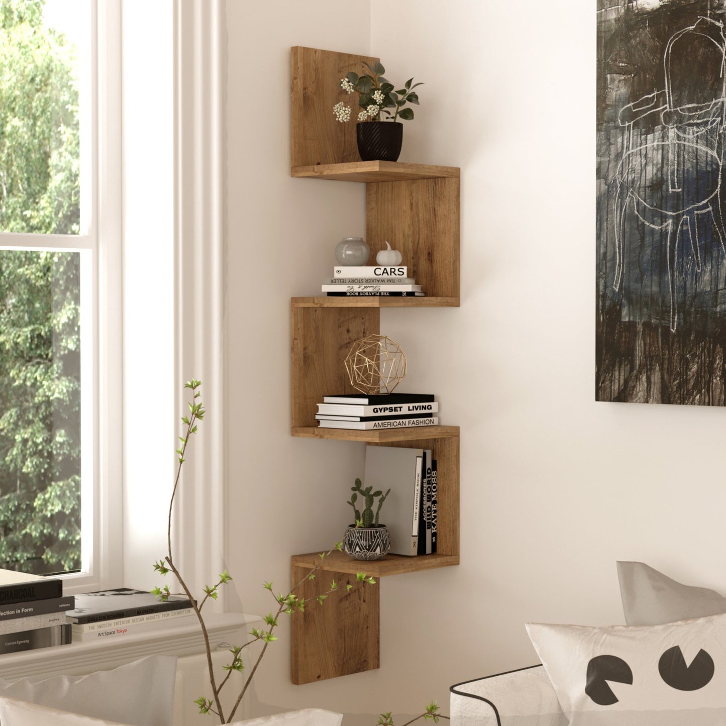 ArteLibre Wall Shelf DULWICH Pine Chipboard 22x22x117.2cm