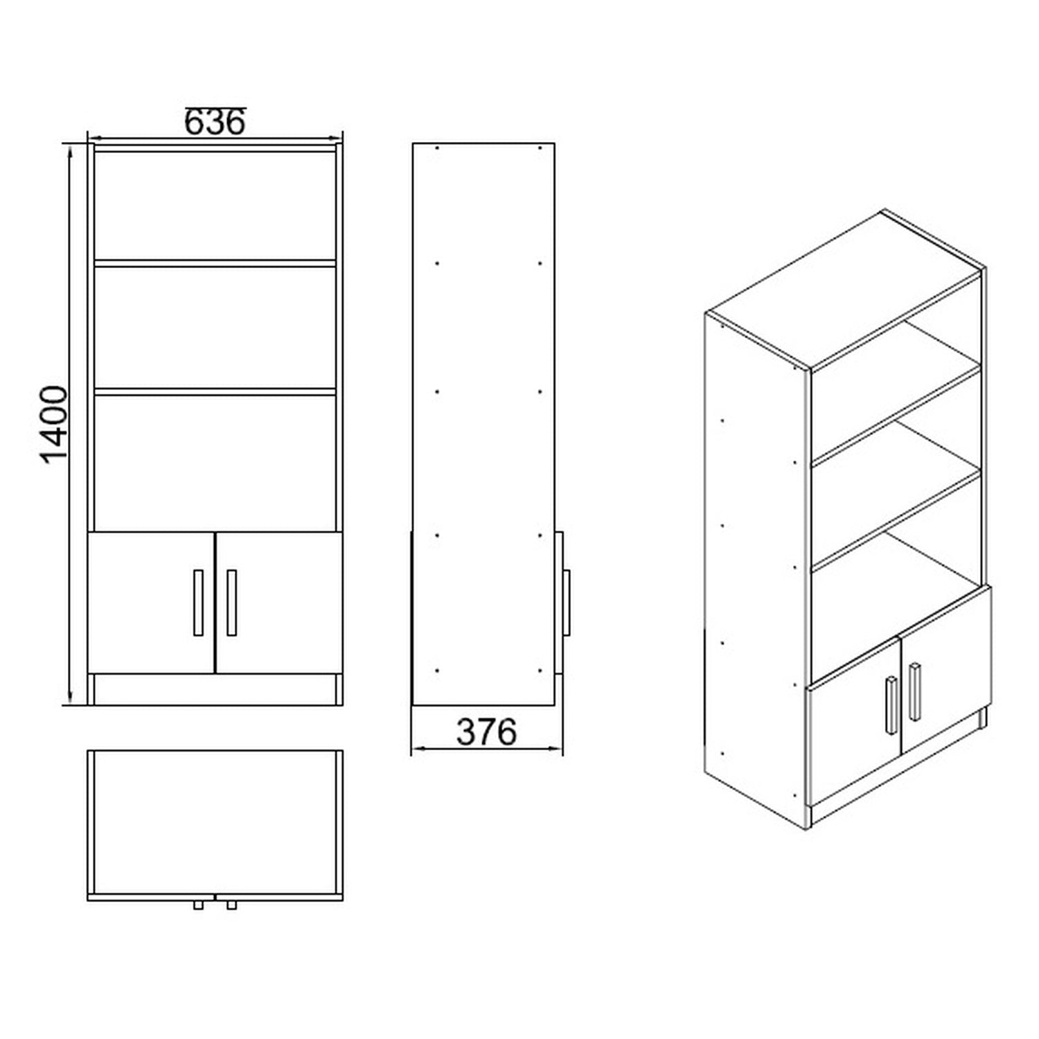 Βιβλιοθήκη ArteLibre EDGWARE Οξιά/Μαύρο Μοριοσανίδα 63.6x37.6x140cm - Hippie Home 