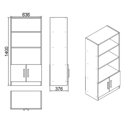 Βιβλιοθήκη ArteLibre EDGWARE Οξιά/Μαύρο Μοριοσανίδα 63.6x37.6x140cm - Hippie Home 