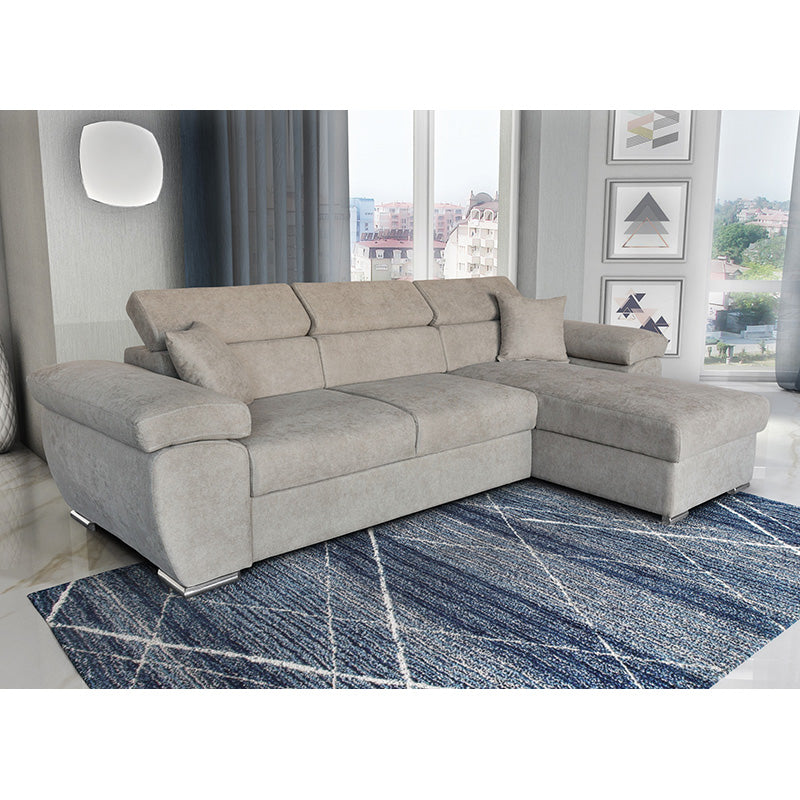 Γωνιακός καναπές-κρεβάτι αναστρέψιμος Comy pakoworld μπεζ-καφέ 286x160x75-90εκ - Hippiehome.gr