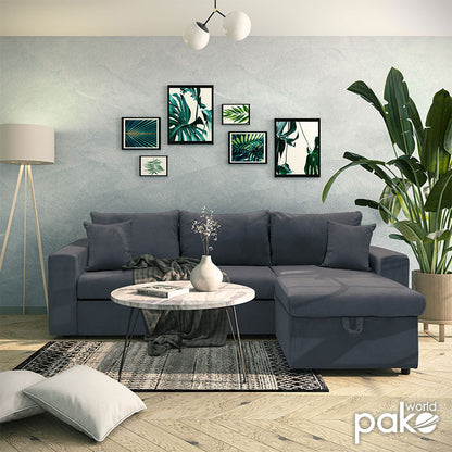 Γωνιακός καναπές-κρεβάτι αναστρέψιμος Lilian pakoworld ανθρακί 225x148x81εκ - Hippiehome.gr