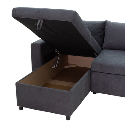 Γωνιακός καναπές-κρεβάτι αναστρέψιμος Lilian pakoworld ανθρακί 225x148x81εκ - Hippiehome.gr