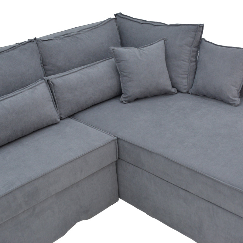 Γωνιακός καναπές-κρεβάτι αναστρέψιμος Venzie pakoworld ύφασμα σε γκρι απόχρωση 283x214x83εκ - Hippiehome.gr