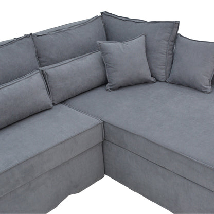 Γωνιακός καναπές-κρεβάτι αναστρέψιμος Venzie pakoworld ύφασμα σε γκρι απόχρωση 283x214x83εκ - Hippiehome.gr