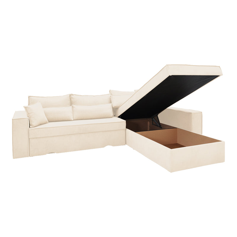 Γωνιακός καναπές-κρεβάτι αναστρέψιμος Venzie pakoworld ύφασμα σε μπεζ απόχρωση 283x214x83εκ - Hippiehome.gr