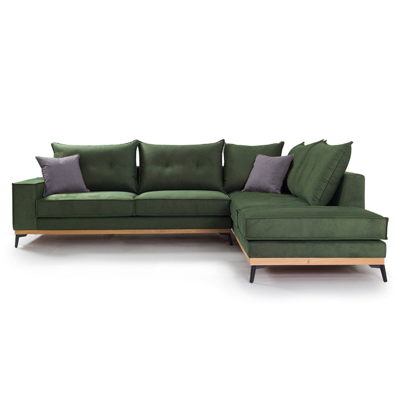 Γωνιακός καναπές αριστερή γωνία Luxury II pakoworld ύφασμα κυπαρισσί-ανθρακί 290x235x95εκ - Hippiehome.gr