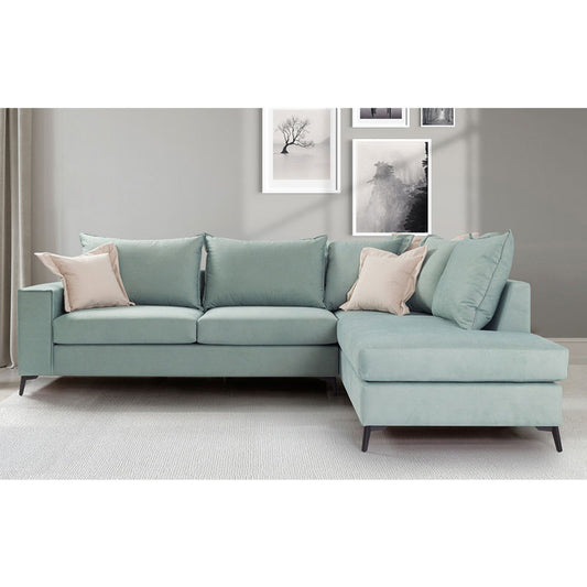 Γωνιακός καναπές αριστερή γωνία Romantic pakoworld ύφασμα ciel-cream 290x235x95εκ - Hippiehome.gr