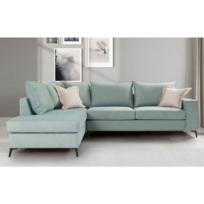Γωνιακός καναπές δεξιά γωνία Romantic pakoworld ύφασμα Ciel-Cream 290x235x95εκ - Hippiehome.gr
