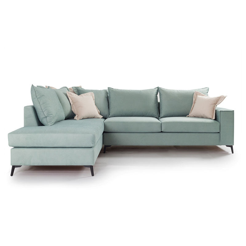 Γωνιακός καναπές δεξιά γωνία Romantic pakoworld ύφασμα Ciel-Cream 290x235x95εκ - Hippiehome.gr