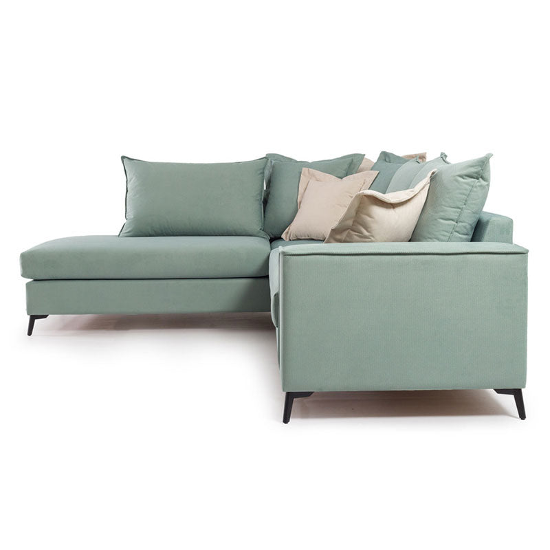 Γωνιακός καναπές δεξιά γωνία Romantic pakoworld ύφασμα Ciel-Cream 290x235x95εκ - Hippiehome.gr