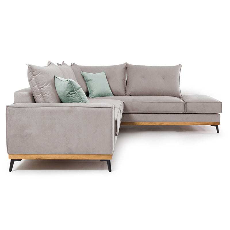 Γωνιακός καναπές αριστερή γωνία Luxury II pakoworld ύφασμα elephant-ciel 290x235x95εκ - Hippiehome.gr