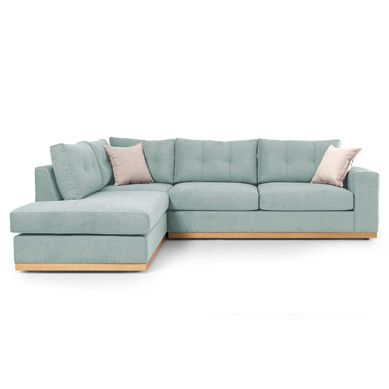 Γωνιακός καναπές δεξιά γωνία Boston pakoworld ύφασμα ciel-cream 280x225x90εκ - Hippiehome.gr