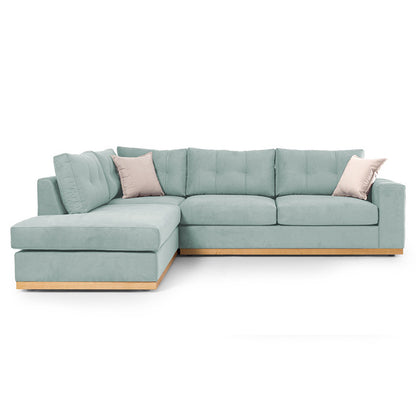 Γωνιακός καναπές δεξιά γωνία Boston pakoworld ύφασμα ciel-cream 280x225x90εκ - Hippiehome.gr