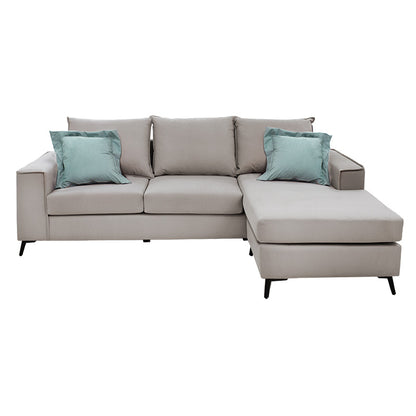 Γωνιακός καναπές Fabulous pakoworld αναστρέψιμος ύφασμα elephant-ciel 240x165x95εκ - Hippiehome.gr