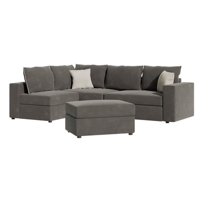 Πολυμορφικός-αναστρέψιμος καναπές London pakoworld ποντικί χρώμα ύφασμα με μαξιλάρια σε απόχρωση ανοιχτό γκρι 296x246x95εκ - Hippiehome.gr