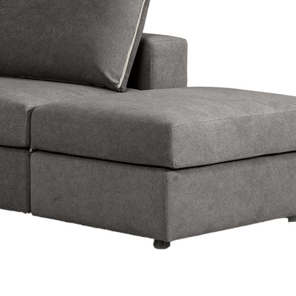 Πολυμορφικός-αναστρέψιμος καναπές London pakoworld ποντικί χρώμα ύφασμα με μαξιλάρια σε απόχρωση ανοιχτό γκρι 296x246x95εκ - Hippiehome.gr