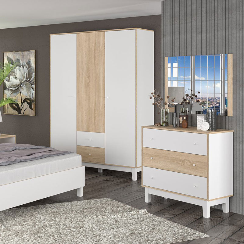 Ντουλάπα Awell pakoworld τρίφυλλη sonoma-λευκό 153.5x54.5x216εκ - Hippiehome.gr