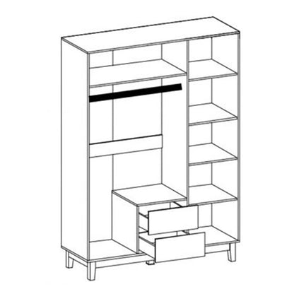 Ντουλάπα Awell pakoworld τρίφυλλη sonoma-λευκό 153.5x54.5x216εκ - Hippiehome.gr
