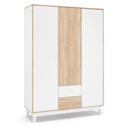 Ντουλάπα Awell pakoworld τρίφυλλη sonoma-λευκό 153.5x54.5x216εκ - Hippiehome.gr