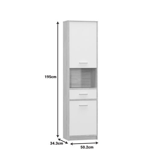 Στήλη Letto pakoworld σε oak - λευκό ματ απόχρωση 50,2x34,3x195εκ - Hippiehome.gr